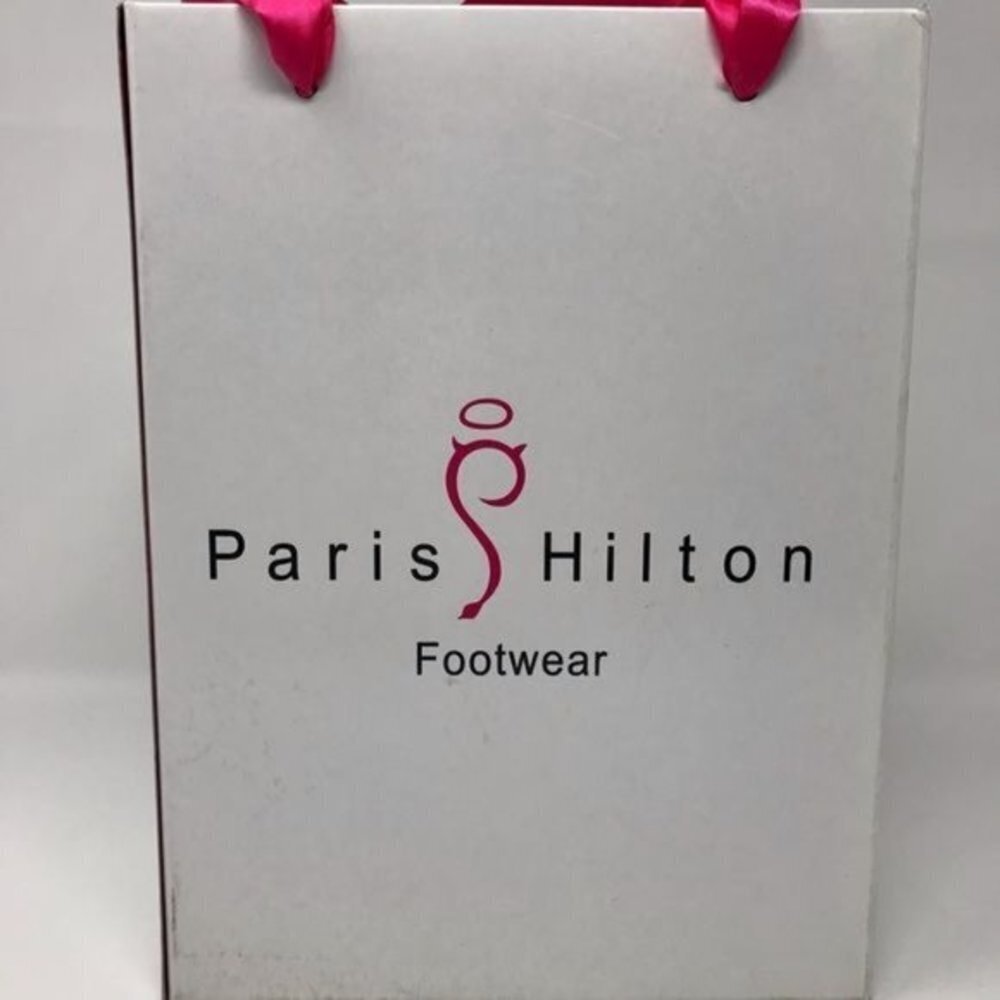 NWT Paris Hilton Black Patent Charme Platform Slide 9M - Picture 12 of 13